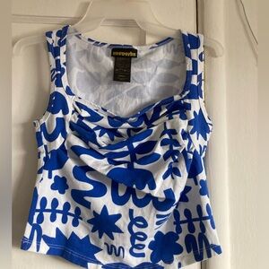 Nooworks Blue and White Patterned Tank Top